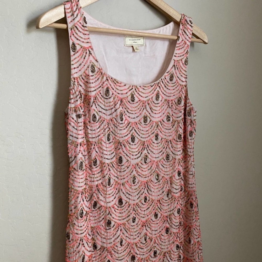 Anthro Moulinette Soeurs Pink Beaded Dress Size 2 - Picture 6 of 13